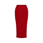 Maison Margiela Ribbed Wool Midi Skirt in Red | Coveti