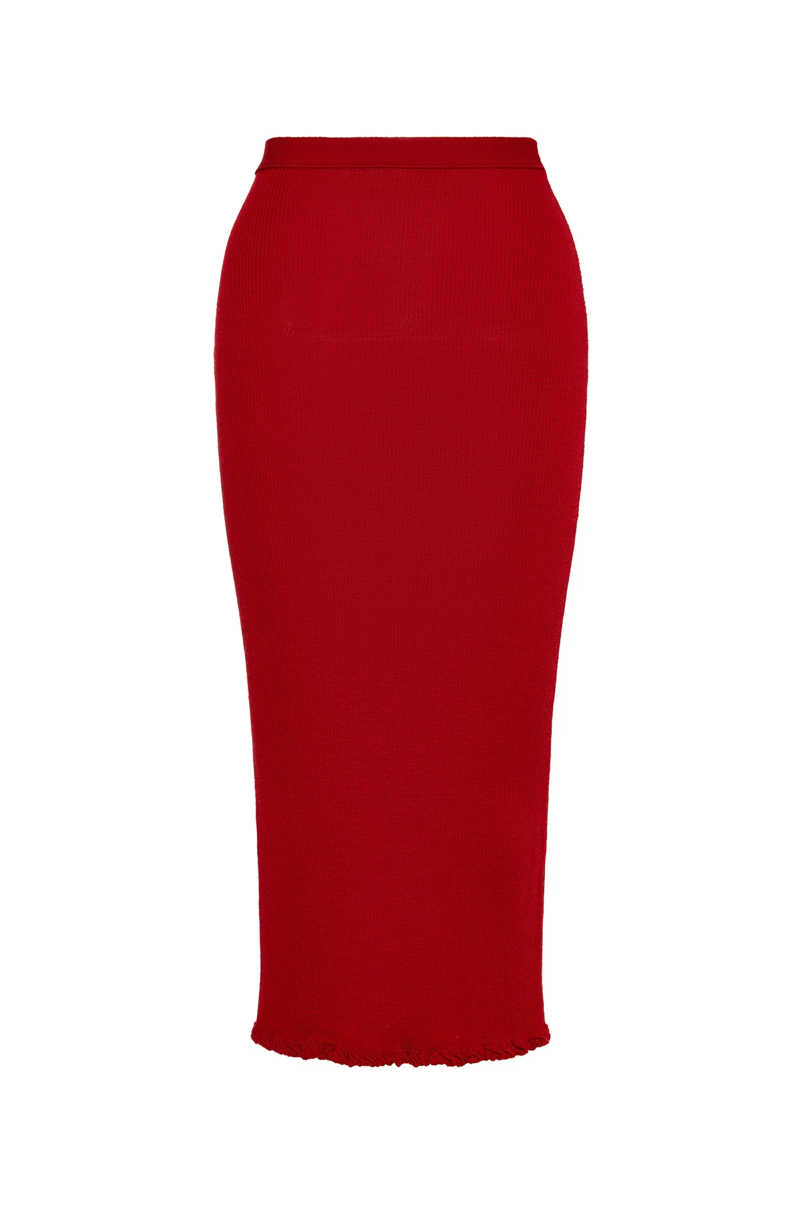 Maison Margiela Ribbed Wool Midi Skirt in Red Maison Margiela Ribbed Wool Midi Skirt in Red | Coveti