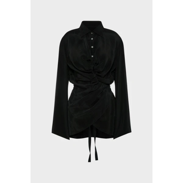 Maison Margiela Ruched Wrap Shirt in Black | Shirts | Coveti