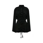Maison Margiela Ruched Wrap Shirt in Black | Coveti
