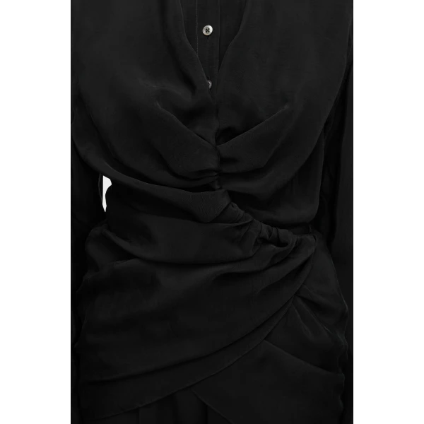 Maison Margiela Ruched Wrap Shirt in Black | Shirts | Coveti