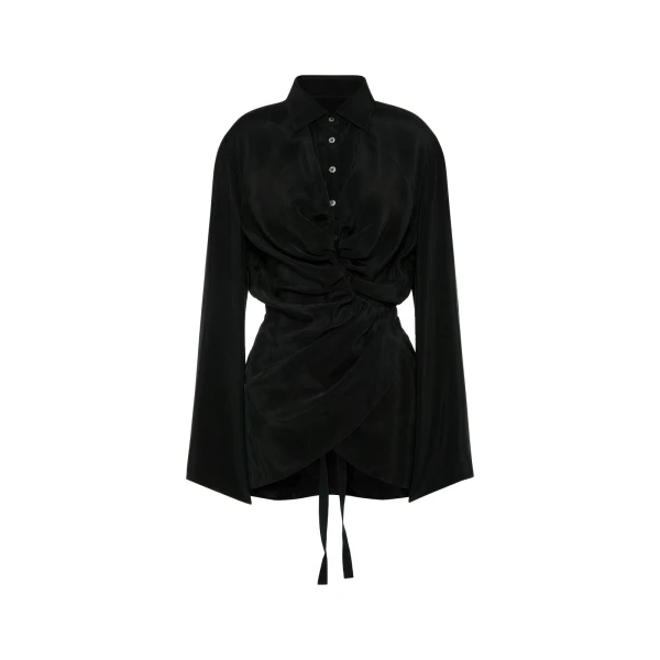 Maison Margiela Ruched Wrap Shirt in Black | Coveti
