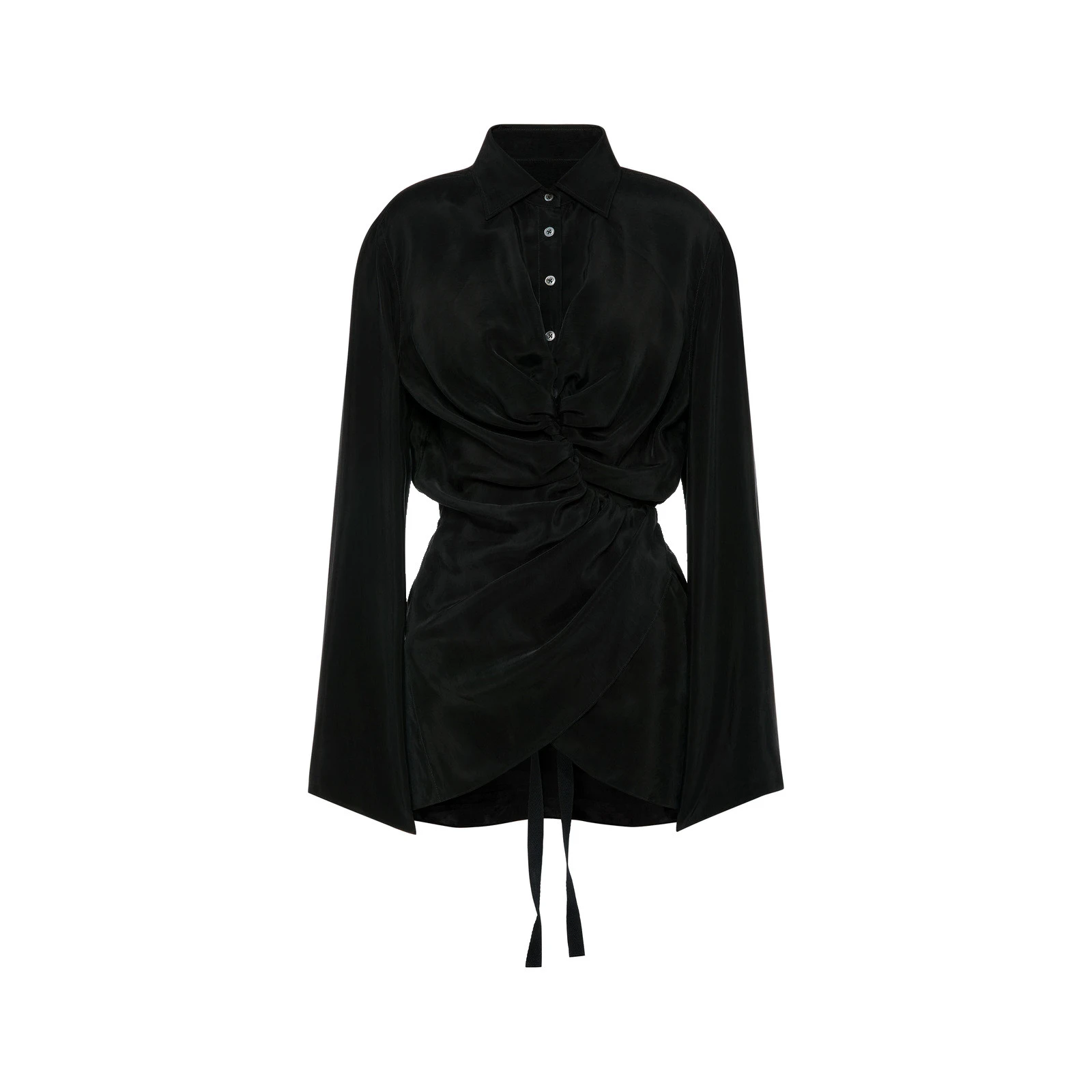 Maison Margiela Ruched Wrap Shirt in Black Maison Margiela Ruched Wrap Shirt in Black | Coveti