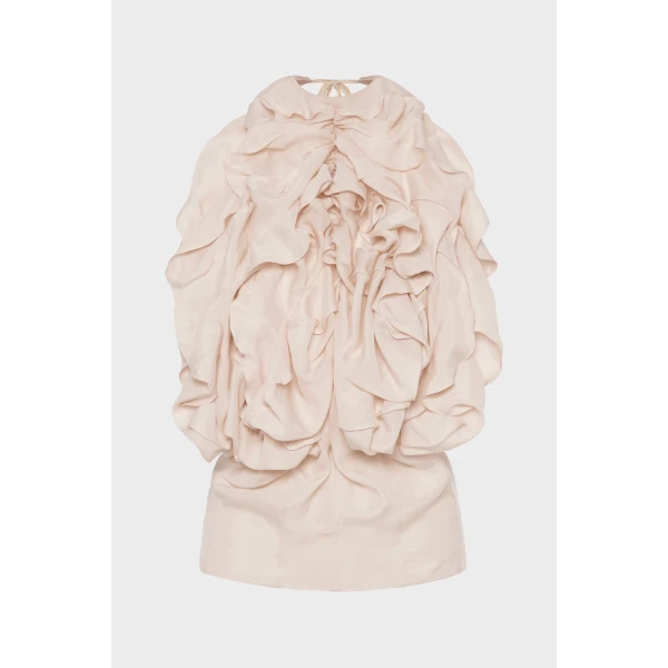 Maison Margiela Ruffle Halter Top in Sand | Sleeveless | Coveti