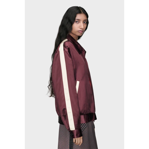 Maison Margiela Satin Bomber Jacket in Bordeaux | Jackets | Coveti