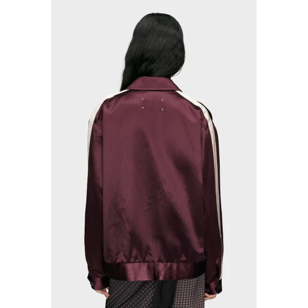 Maison Margiela Satin Bomber Jacket in Bordeaux | Jackets | Coveti