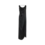 Maison Margiela Satin Draped Maxi Dress in Black | Coveti