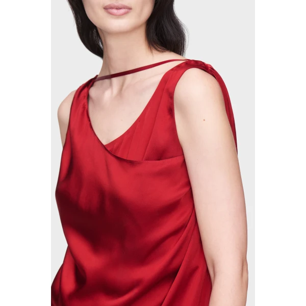 Maison Margiela Satin Draped Maxi Dress in Bordeaux | Maxi Dresses | Coveti