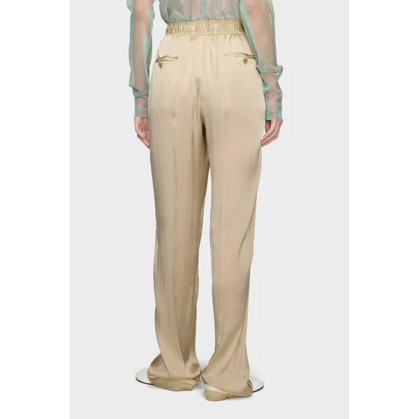 Maison Margiela Satin Drawstring Trousers in Pink Beige | Wide leg pants | Coveti
