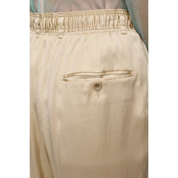 Maison Margiela Satin Drawstring Trousers in Pink Beige | Wide leg pants | Coveti