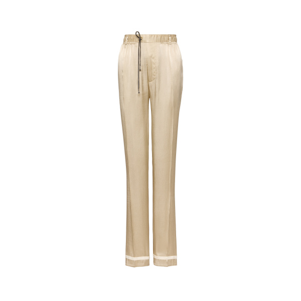 Satin Drawstring Trousers in Pink Beige