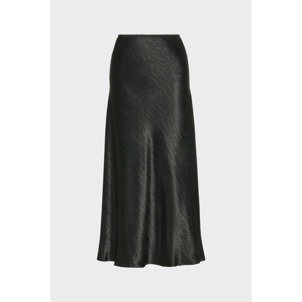 Maison Margiela Satin Midi Skirt in Black | Midi Skirts | Coveti