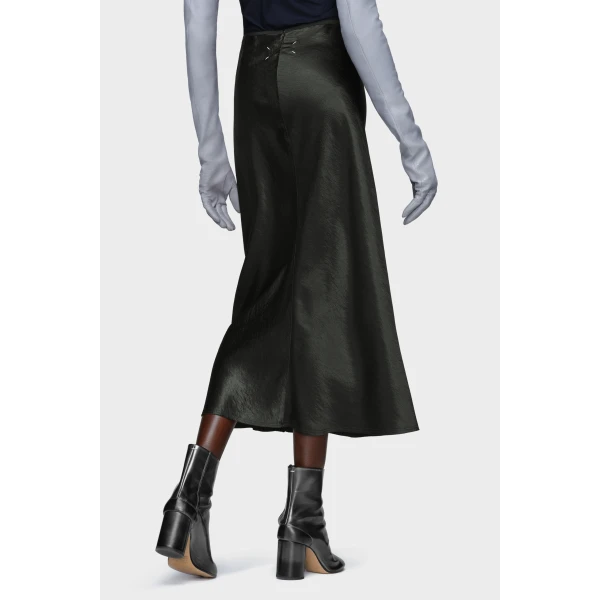 Maison Margiela Satin Midi Skirt in Black | Midi Skirts | Coveti
