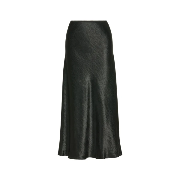 Maison Margiela Satin Midi Skirt in Black | Coveti