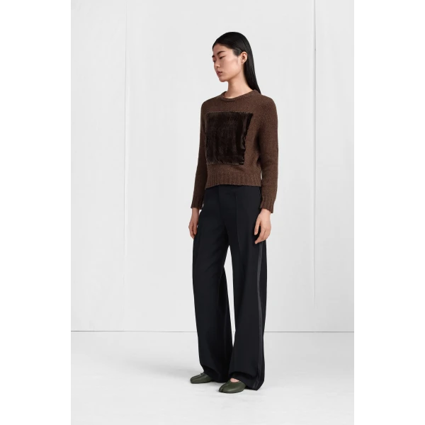 Maison Margiela Satin-Waist Virgin Wool Tuxedo Trousers in Black | Wide leg pants | Coveti