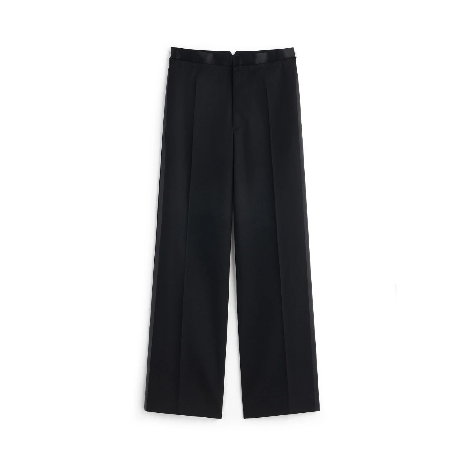 Maison Margiela Satin-Waist Virgin Wool Tuxedo Trousers in Black Maison Margiela Satin-Waist Virgin Wool Tuxedo Trousers in Black | Coveti