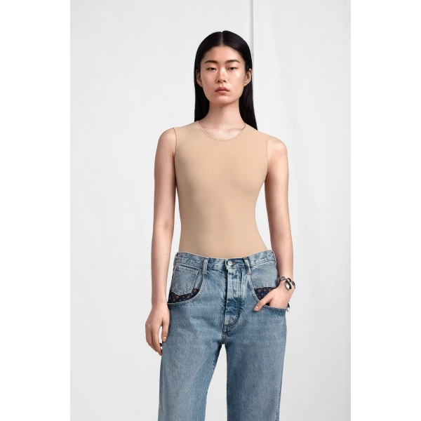 Maison Margiela Second Skin Sleeveless Bodysuit in Nude | Bodysuit | Coveti