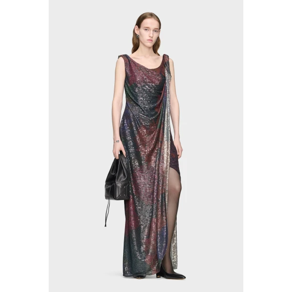 Maison Margiela Sequined Maxi Dress in Mist | Maxi Dresses | Coveti