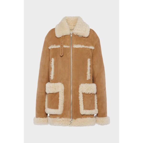 Maison Margiela Shearling Caban in Camel | Shearling Jackets | Coveti