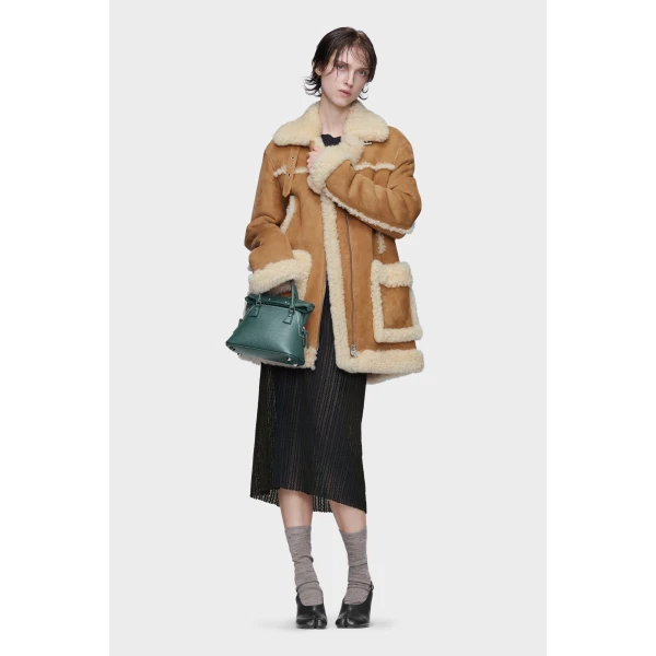 Maison Margiela Shearling Caban in Camel | Shearling Jackets | Coveti