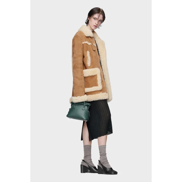 Maison Margiela Shearling Caban in Camel | Shearling Jackets | Coveti