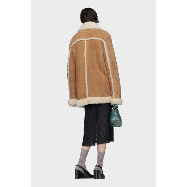 Maison Margiela Shearling Caban in Camel | Shearling Jackets | Coveti