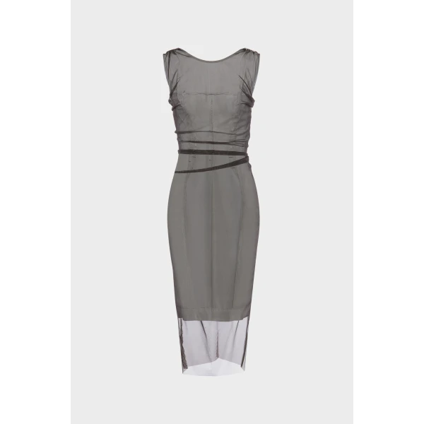 Maison Margiela Sheer Dress in Brown | Midi Dresses | Coveti