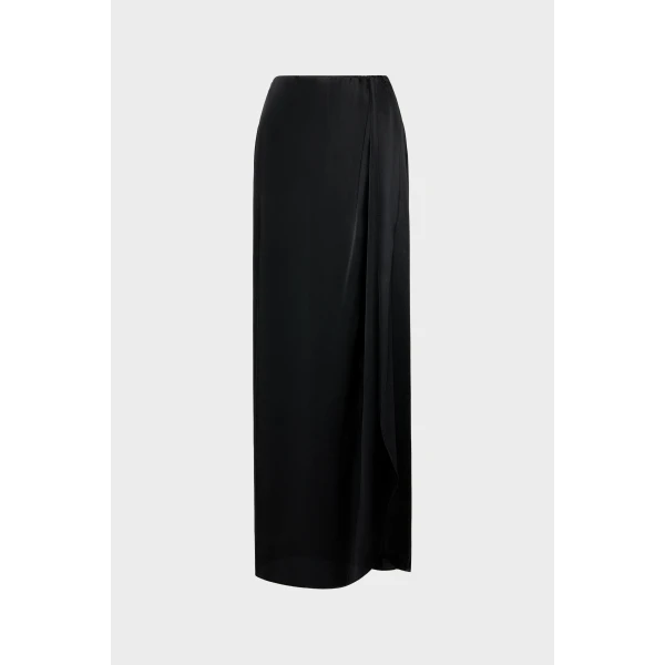 Maison Margiela Silk Draped Skirt in Black | Maxi Skirts | Coveti