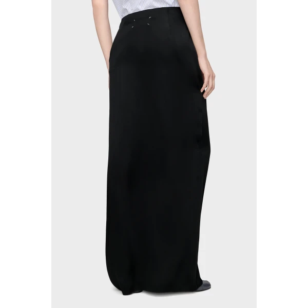 Maison Margiela Silk Draped Skirt in Black | Maxi Skirts | Coveti