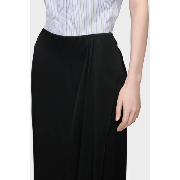Maison Margiela Silk Draped Skirt in Black | Maxi Skirts | Coveti