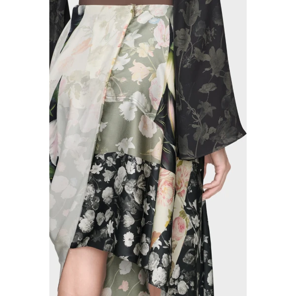 Maison Margiela Silk Floral Draped Skirt in Ivory | Midi Skirts | Coveti