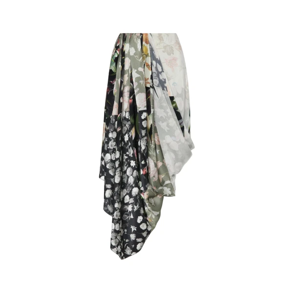 Maison Margiela Silk Floral Draped Skirt in Ivory | Coveti