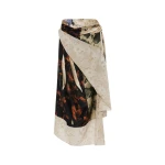 Maison Margiela Silk Floral Midi Skirt in Ivory | Coveti