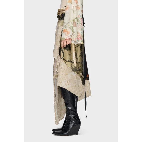 Maison Margiela Silk Floral Midi Skirt in Ivory | Midi Skirts | Coveti