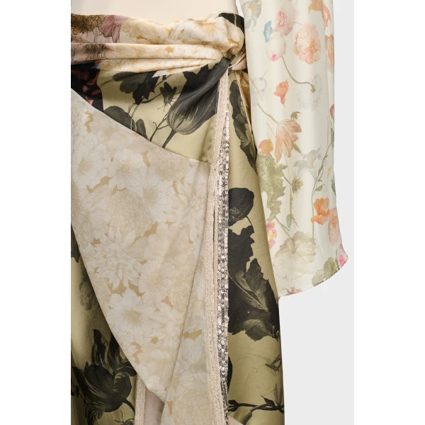Maison Margiela Silk Floral Midi Skirt in Ivory | Midi Skirts | Coveti