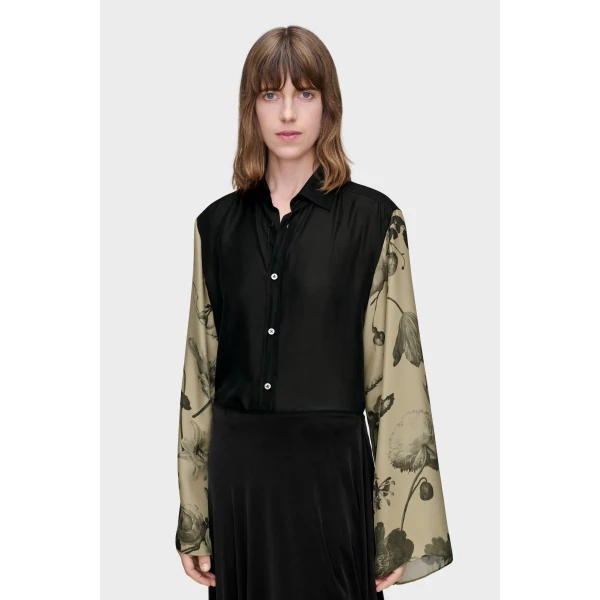 Maison Margiela Silk Floral Shirt in Black | Shirts | Coveti