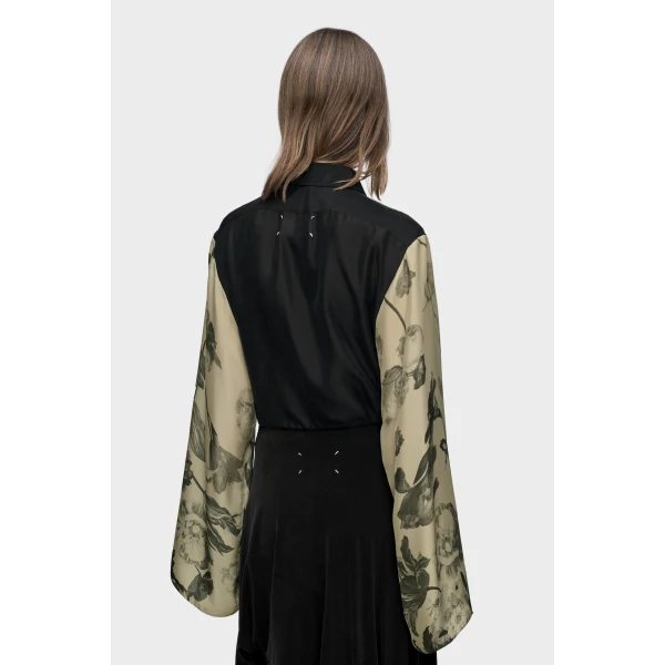 Maison Margiela Silk Floral Shirt in Black | Shirts | Coveti