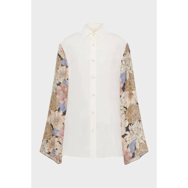 Maison Margiela Silk Floral Shirt in Ivory | Shirts | Coveti