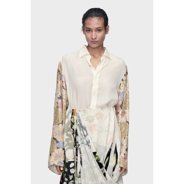 Maison Margiela Silk Floral Shirt in Ivory | Shirts | Coveti