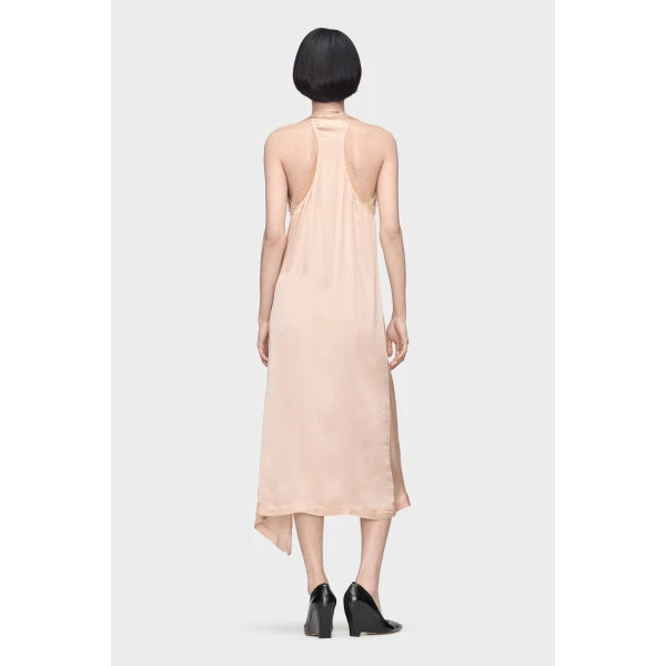 Maison Margiela Silk Lace Slip Midi Dress in Blush | Midi Dresses | Coveti