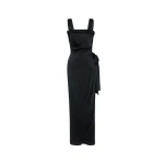 Maison Margiela Silk Satin Maxi Dress in Black | Coveti