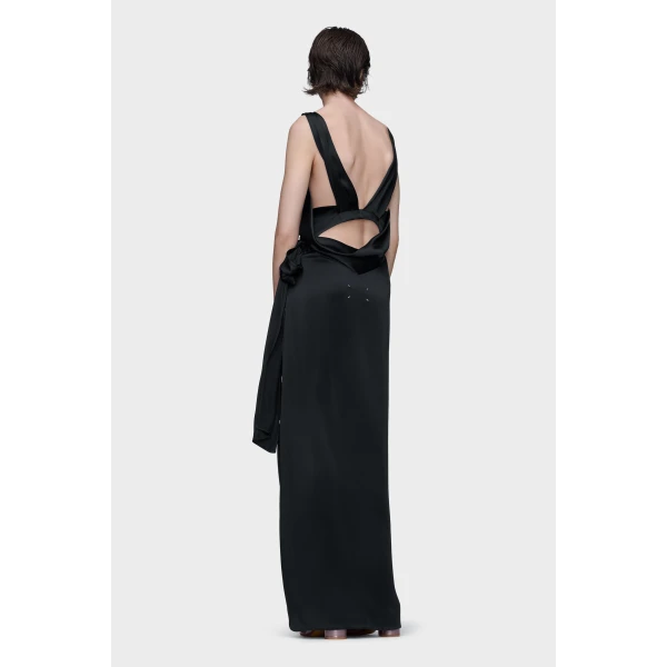 Maison Margiela Silk Satin Maxi Dress in Black | Maxi Dresses | Coveti