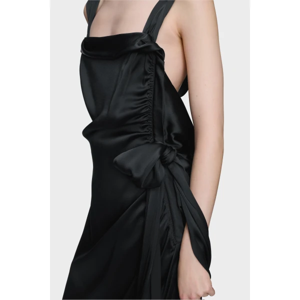 Maison Margiela Silk Satin Maxi Dress in Black | Maxi Dresses | Coveti