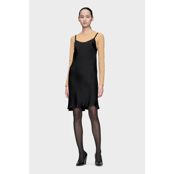 Maison Margiela Silk Slip Mini Dress in Black | Mini Dresses | Coveti