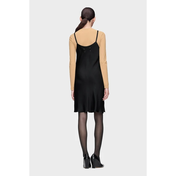 Maison Margiela Silk Slip Mini Dress in Black | Mini Dresses | Coveti