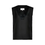 Maison Margiela Silk V-Neck Top in Black | Coveti