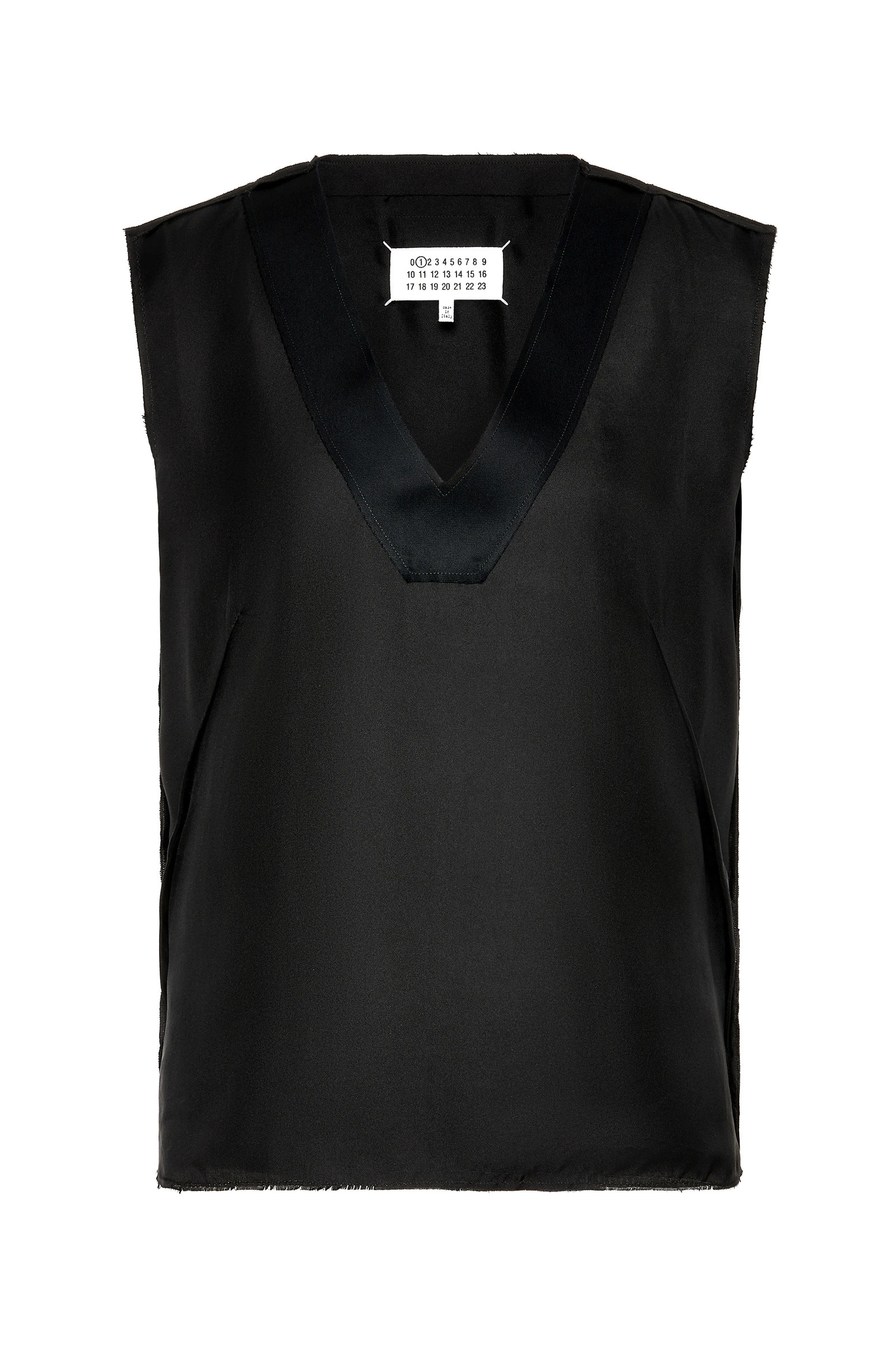 Maison Margiela Silk V-Neck Top in Black Maison Margiela Silk V-Neck Top in Black | Coveti