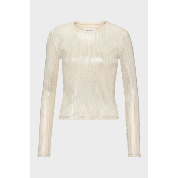 Maison Margiela Silver Print Long-Sleeve Top in Dirty Wash | Long Sleeve | Coveti