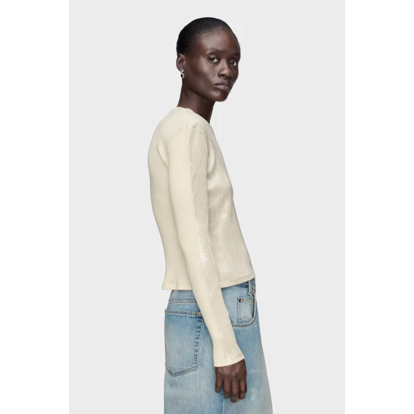 Maison Margiela Silver Print Long-Sleeve Top in Dirty Wash | Long Sleeve | Coveti