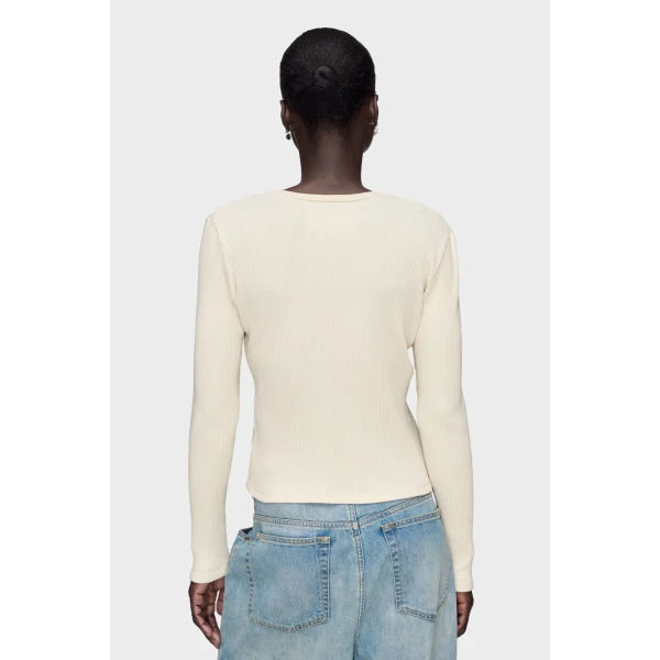 Maison Margiela Silver Print Long-Sleeve Top in Dirty Wash | Long Sleeve | Coveti